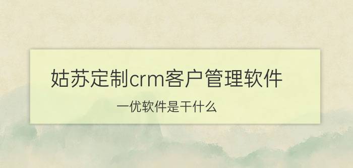 姑苏定制crm客户管理软件 一优软件是干什么？